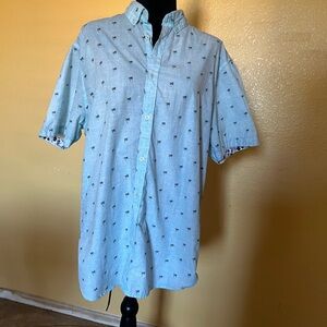 Denim & Flower Light Blue Palm Print Shirt